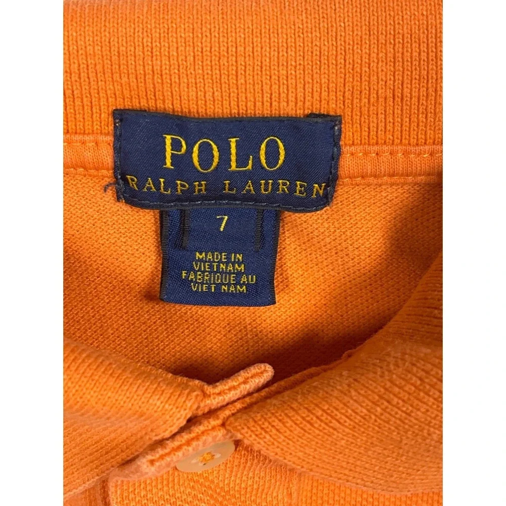 Ralph Lauren Kids Polo Shirt Orange Size 7 Cotton Short Sleeve